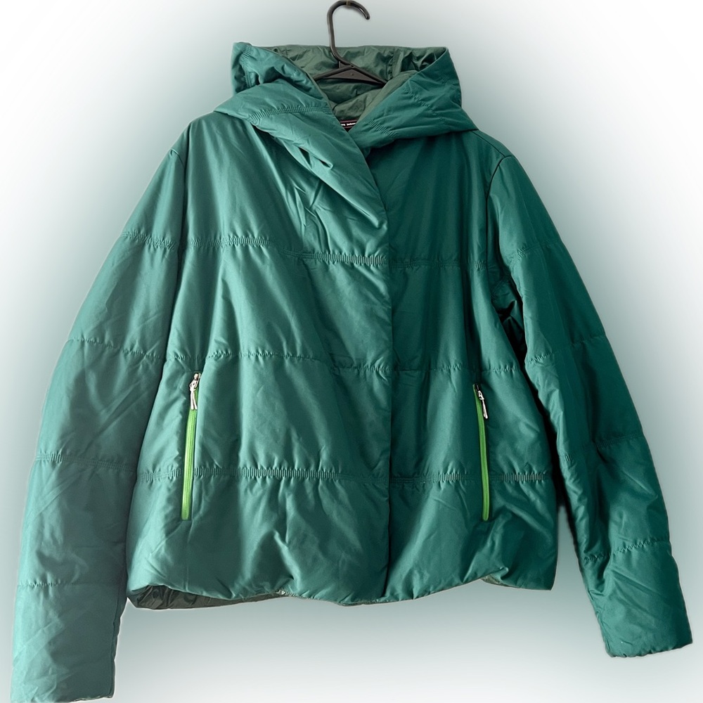Stio Teal Green Hooded Puffer Jacket